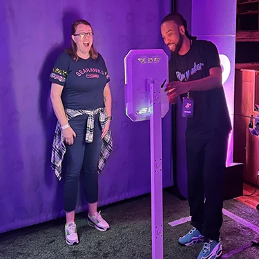 Hybrid booth on stand at an event