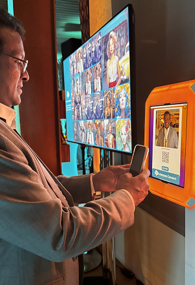 Guest using hybrid kiosk screen