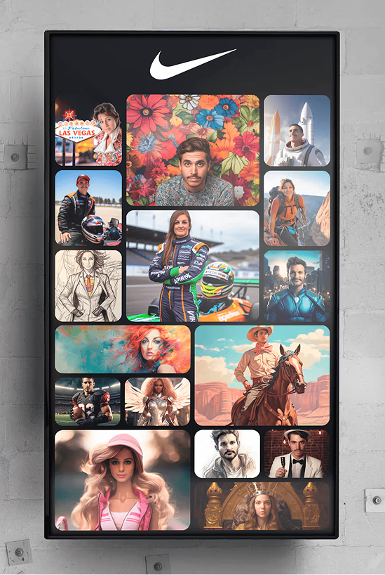 Nike branded digital mosaic tablet display