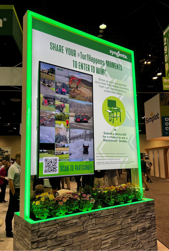 Social Wall end cap display at a Syngenta trade show booth